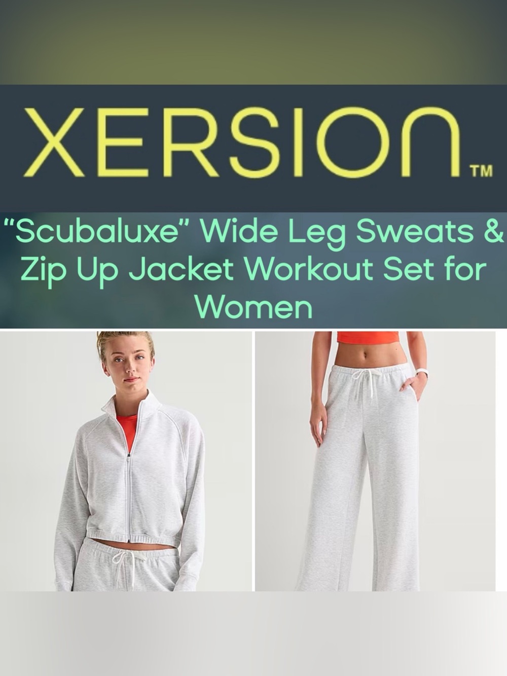 Xersion - Scubaluxe Wide Leg Pants & Zip Up Jacket Workout Set for Women - NWT